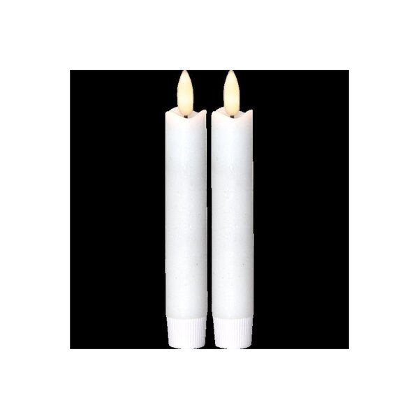 LED LEUCHTERKERZE X2 FLAMME weiß 15cm hoch