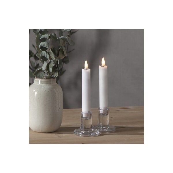 LED LEUCHTERKERZE X2 FLAMME weiß 15cm hoch