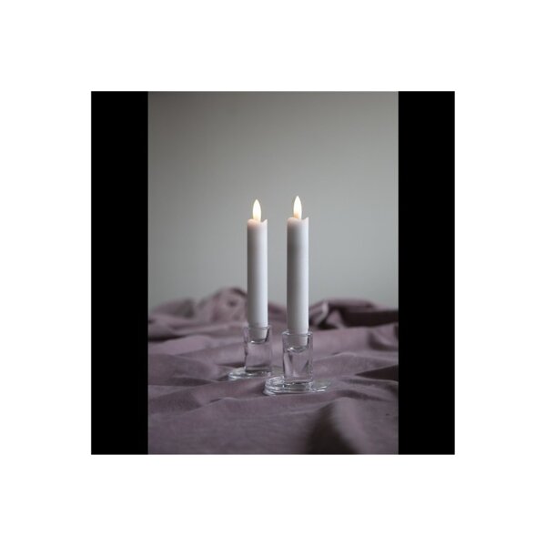 LED LEUCHTERKERZE X2 FLAMME weiß 15cm hoch