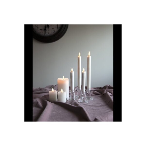 LED LEUCHTERKERZE X2 FLAMME weiß 15cm hoch