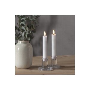 LED LEUCHTERKERZE X2 FLAMME weiß 15cm hoch