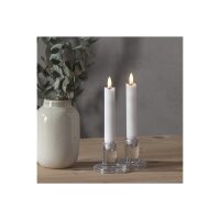 LED LEUCHTERKERZE X2 FLAMME weiß 15cm hoch