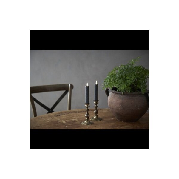 LED LEUCHTERKERZE X2 FLAMME schwarz 15cm hoch