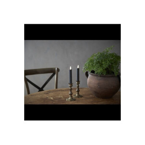 LED LEUCHTERKERZE X2 FLAMME schwarz 15cm hoch