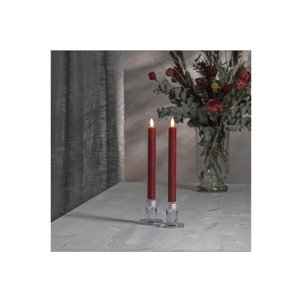 4er Set LED LEUCHTERKERZE X2 FLAMME rot