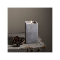 LED-Kerze Flamme Cem – Grau, 16,5?cm mit Timer, Echtwachs & Zementgehäuse