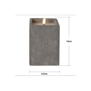 Flamme CEM LED-Kerze mit Timer, 14 cm, Zement & Echtwachs, warmweiß, quadratisch