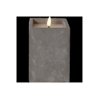 Flamme CEM LED-Kerze mit Timer, 14 cm, Zement & Echtwachs, warmweiß, quadratisch