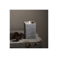 Flamme CEM LED-Kerze mit Timer, 14 cm, Zement & Echtwachs, warmweiß, quadratisch