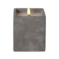 LED-Kerze Flamme Cem – Grau, 11,5?cm mit Timer, Echtwachs & Zementdesign