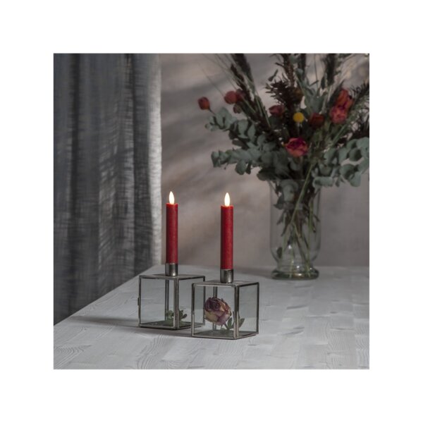 LED-Leuchterkerzen dunkelrot – Antik-Design mit Timer | Batteriebetrieben