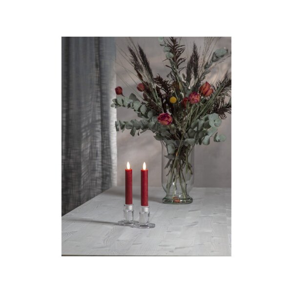 LED-Leuchterkerzen dunkelrot – Antik-Design mit Timer | Batteriebetrieben