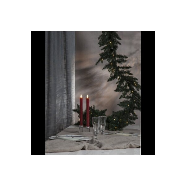 LED-Leuchterkerzen dunkelrot 24,5?cm – Antik-Design mit Timer & Flackerlicht