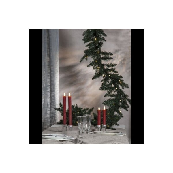 LED-Leuchterkerzen dunkelrot 24,5?cm – Antik-Design mit Timer & Flackerlicht