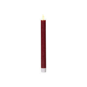 LED-Leuchterkerzen dunkelrot 24,5?cm – Antik-Design mit Timer & Flackerlicht