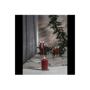 LED-Leuchterkerzen dunkelrot 24,5?cm – Antik-Design mit Timer & Flackerlicht