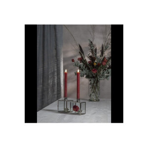 LED-Leuchterkerzen dunkelrot 24,5?cm – Antik-Design mit Timer & Flackerlicht
