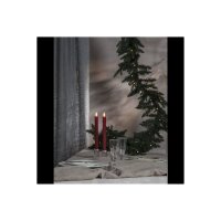 LED-Leuchterkerzen dunkelrot 24,5?cm – Antik-Design mit Timer & Flackerlicht