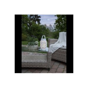 2er Set LATERNE FLAME LANTERN weiß 16 & 23cm hoch