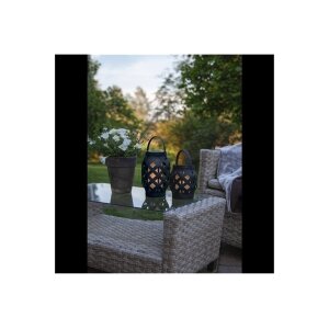 LED Gartenlaterne – Schwarz, warmweiß, Timer-Funktion, IP44 wetterfest