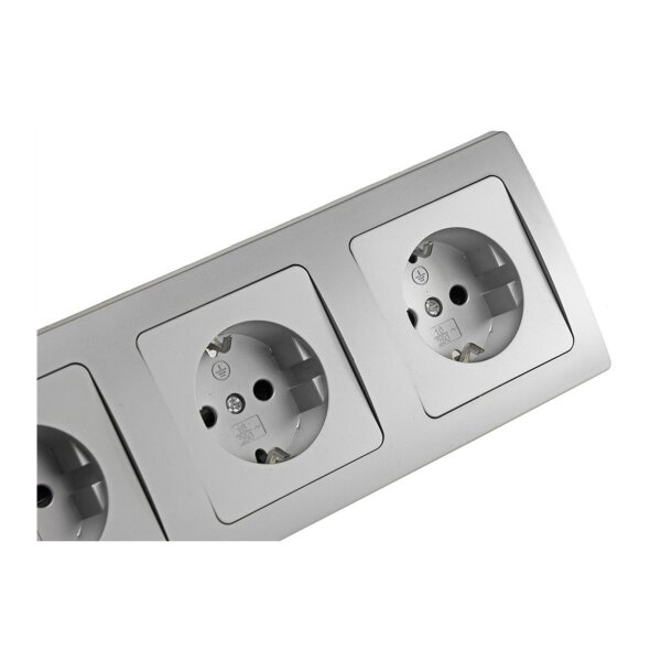 DELPHI 3-fach Steckdose Silber Grau Unterputz I UP Einbau I 3Stück 230V Schutzkontakt Steckdosen mit 3-fach Rahmen #1