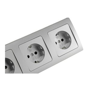 DELPHI 3-fach Steckdose Silber Grau Unterputz I UP Einbau I 3Stück 230V Schutzkontakt Steckdosen mit 3-fach Rahmen #1