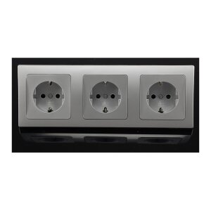 DELPHI 3-fach Steckdose Silber Grau Unterputz I UP Einbau I 3Stück 230V Schutzkontakt Steckdosen mit 3-fach Rahmen #1