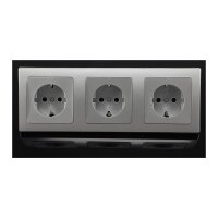 DELPHI 3-fach Steckdose Silber Grau Unterputz I UP Einbau I 3Stück 230V Schutzkontakt Steckdosen mit 3-fach Rahmen #1
