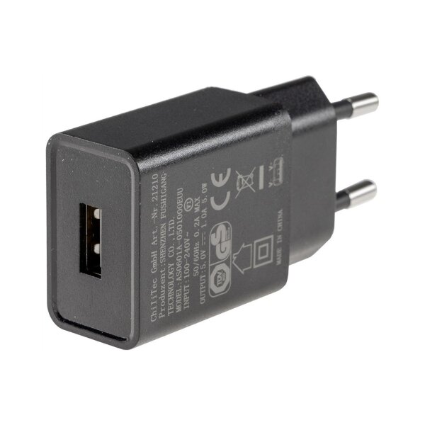 CTN-0510 USB-Netzteil 5V/1A – 5W Ladegerät, Schwarz