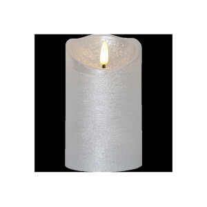 LED-Wachskerze Silber – 12?cm mit rustikaler Oberfläche & Timer