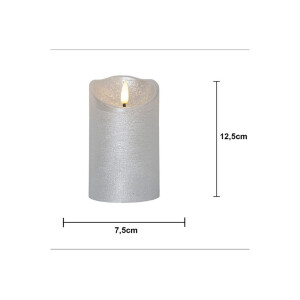 LED-Wachskerze Silber – 12?cm mit rustikaler Oberfläche & Timer