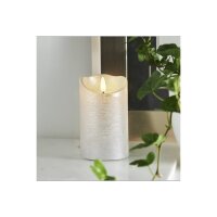 LED-Wachskerze Silber – 12?cm mit rustikaler Oberfläche & Timer