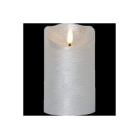 LED-Wachskerze Silber – 12?cm mit rustikaler Oberfläche & Timer