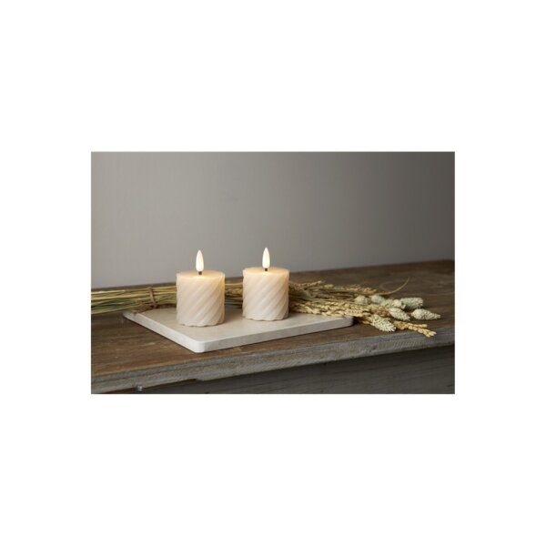 2er Set LED Stumpenkerzen FLAMME SWIRL Beige