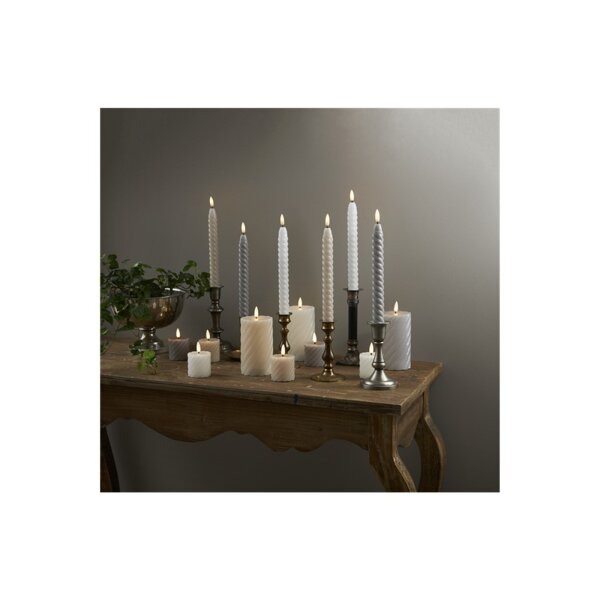 2er Set LED Stumpenkerzen FLAMME SWIRL Beige