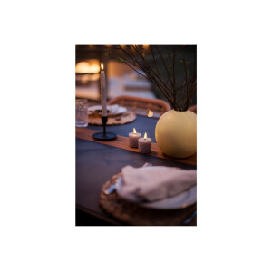 2er Set LED Stumpenkerzen FLAMME SWIRL Beige