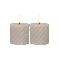 2er Set LED Stumpenkerzen FLAMME SWIRL Beige