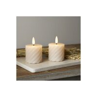 2er Set LED Stumpenkerzen FLAMME SWIRL Beige