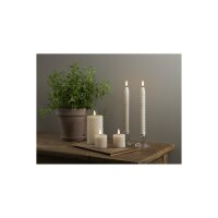2er Set LED Stumpenkerzen FLAMME SWIRL Beige