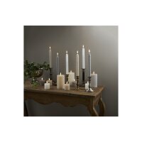 2er Set LED Stumpenkerzen FLAMME SWIRL Beige