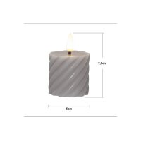2er Set LED Stumpenkerzen FLAMME SWIRL Beige