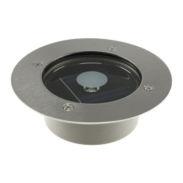 Solar Bodenstrahler „CTB-R“ – rund Ø 12?cm, Edelstahl, IP44, 600?mAh Akku, trittfest