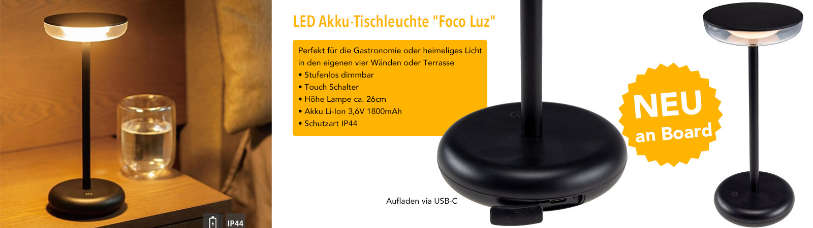 LED Akku Tischleuchte Foco Luz